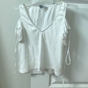 Bebe White Cold/Exposed Shoulder Crop Top - XS - BNWT